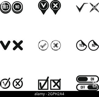 Choice icons set, simple style Stock Vector