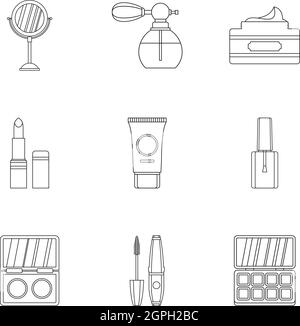 Face care icons set, outline style Stock Vector