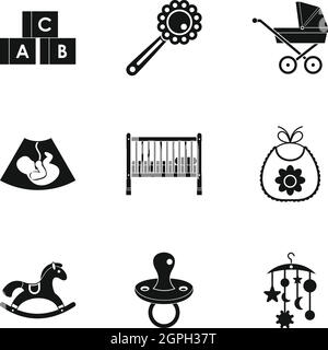 Baby icons set, simple style Stock Vector