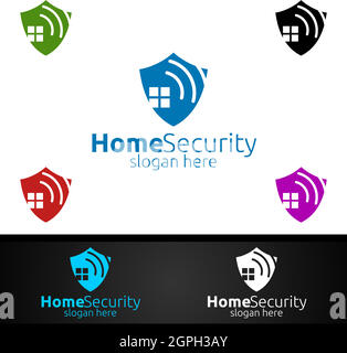 Shield Home Security Logo for Network, Internet, Monitoring, and Alarm Stock Vector