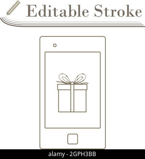 Smartphone With Gift Box On Screen Icon Stock Vector