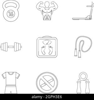 Sport icons set, outline style Stock Vector