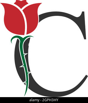 Letter C logo icon with rose design vector Stock Vector