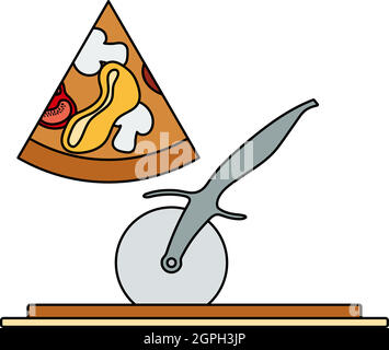 Pizza With Knife Icon Stock Vector