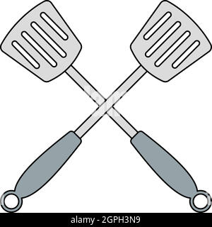 Crossed Frying Spatula Stock Vector