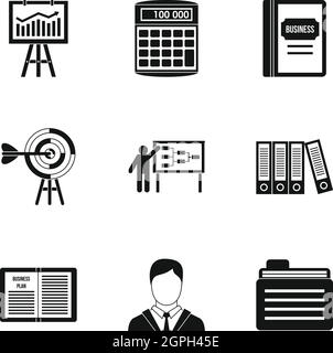 Business icons set, simple style Stock Vector