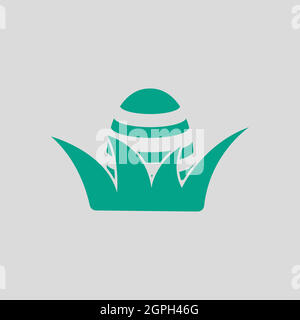Easter Egg In Grass Icon Stock Vector