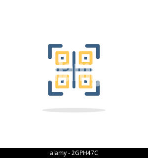 QR code. Web and shopping payment technology. Icon with shadow. Commerce glyph vector illustration Stock Vector