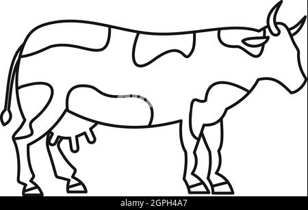 Cow icon, outline style Stock Vector