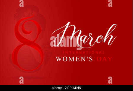 8 March International women's day or happy women's day with red number letter and isolated red backgrounds. applicable for poster, banner and anything Stock Vector