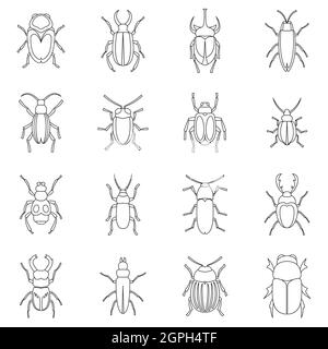 Wild ant icons set. Outline set of Wild ant vector icons thin line ...