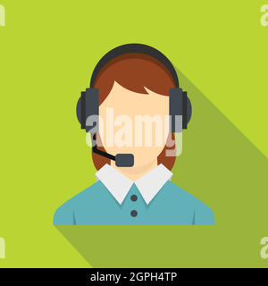 Call center operator with phone headset icon Stock Vector