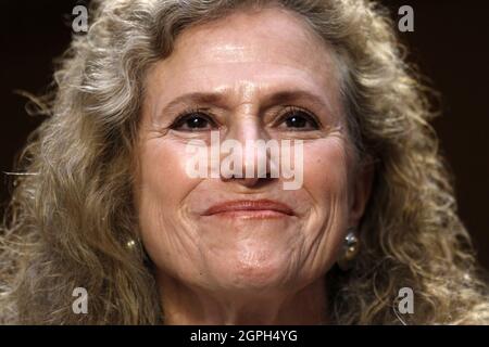 Washington, United States. 29th Sep, 2021. Texas state representative Donna Howard (D) listens to a question during a Senate Judiciary Committee hearing on the new controversial Texas abortion law, in the Hart Senate Office Building in Washington, DC on Wednesday, September 29, 2021. Pool Photo by Tom Brenner/UPI Credit: UPI/Alamy Live News Stock Photo