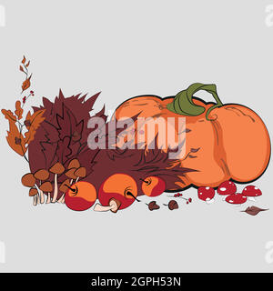 Cornucopia full of vegetables.Thanksgiving Day Stock Vector