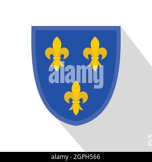 Heraldic lilies of France icon, flat style Stock Vector