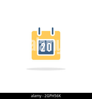 Calendar. Diary date. Icon with shadow. Commerce glyph vector illustration Stock Vector