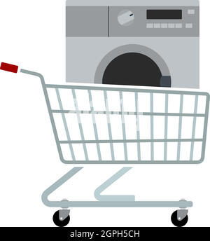 Shopping Cart With Washing Machine Icon Stock Vector