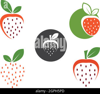 strawberry icon logo vector illustration Stock Vector