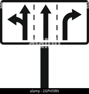 Traffic lanes at crossroads junction icon Stock Vector