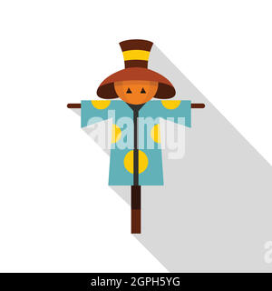Scarecrow icon, flat style Stock Vector