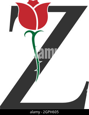 Letter Z logo icon with rose design vector Stock Vector