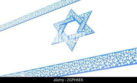 pretty israel flag blue ornamental tracery isolated, cg object 3D rendering Stock Photo