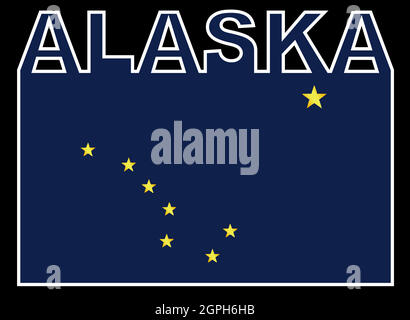 Alaska State Text Flag Stock Vector
