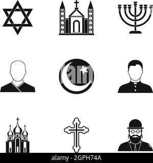 Spirituality icons set, simple style Stock Vector