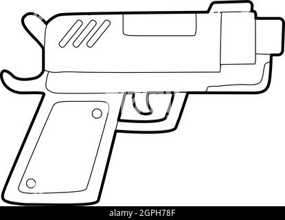 Gun icon, outline style Stock Vector