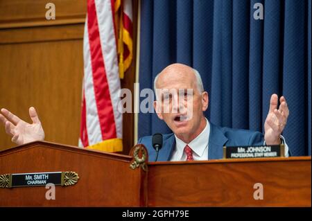 Washington, Vereinigte Staaten. 29th Sep, 2021. United States Representative Adam Smith (Democrat of Washington), Chairman, US House Armed Services Committee offers comments during a House Armed Services Committee hearing on âEnding the U.S. Military Mission in Afghanistanâ in the Rayburn House Office Building in Washington, DC, Wednesday, September 29, 2021. Credit: Rod Lamkey/Pool via CNP/dpa/Alamy Live News Stock Photo