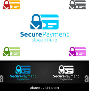Lock Online Secure Payment Logo for Security Online Shopping. Financial Transaction. Sending Money. Mobile Banking Service Logotype Stock Vector