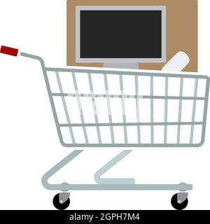 Shopping Cart With PC Icon Stock Vector