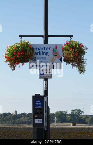 Smarter parking sign in Harwich, Essex. Stock Photo