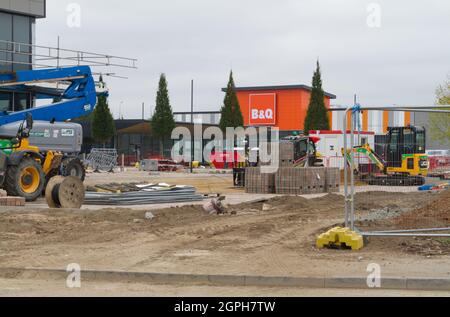 B & Q, new store nearing completion at Stane Retail Park, Tollgate, Stanway, Colchester, Essex in September 2021 Stock Photo