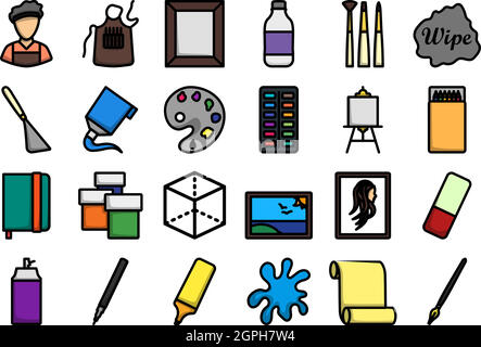 Painting Icon Set Stock Vector