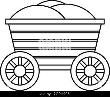 Vintage wooden cart icon, outline style Stock Vector