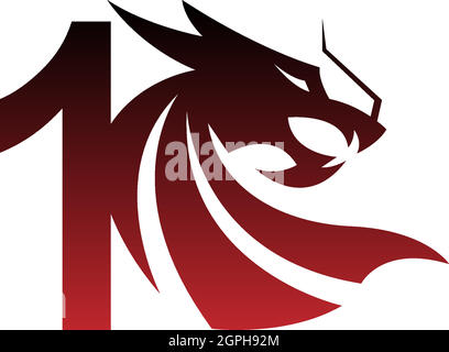 Number 1 logo icon with dragon design vector Stock Vector