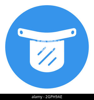 Plastic protective face shield vector white glyph icon Stock Vector