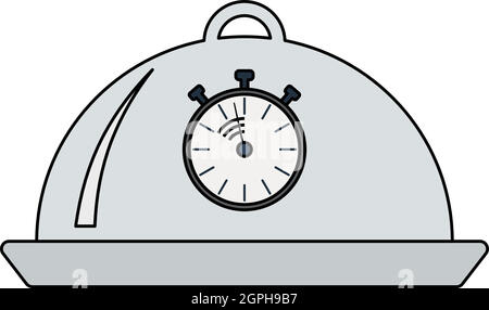 Cloche With Stopwatch Icon Stock Vector