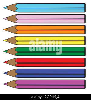 A Set Of Colored Pencils Stock Vector