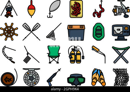 Fishing Icon Set Stock Vector