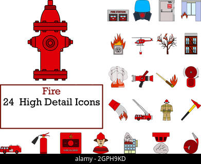 Fire Icon Set Stock Vector