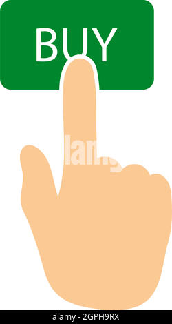 Finger Push The Buy Button Icon Stock Vector