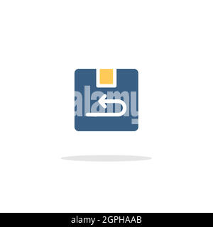 Return package. Shipping and delivery box. Icon with shadow. Commerce glyph vector illustration Stock Vector