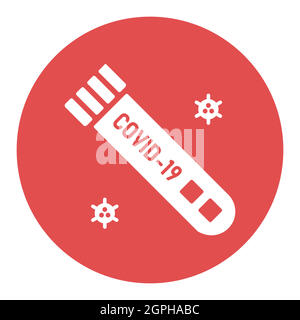 Coronavirus blood test tube vector white glyph icon Stock Vector