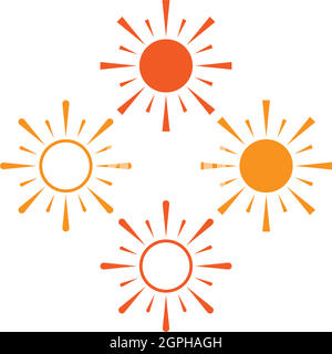 Sun logo icon flat design vector template Stock Vector