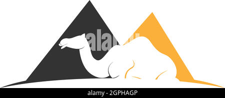 Camel logo icon flat design vector template Stock Vector