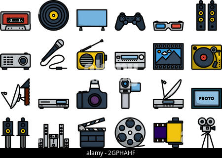 Multimedia Icon Set Stock Vector