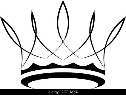 Crown symbol in black on white isolated background. Color changeable. Stock Vector