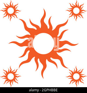 Sun logo icon flat design vector template Stock Vector